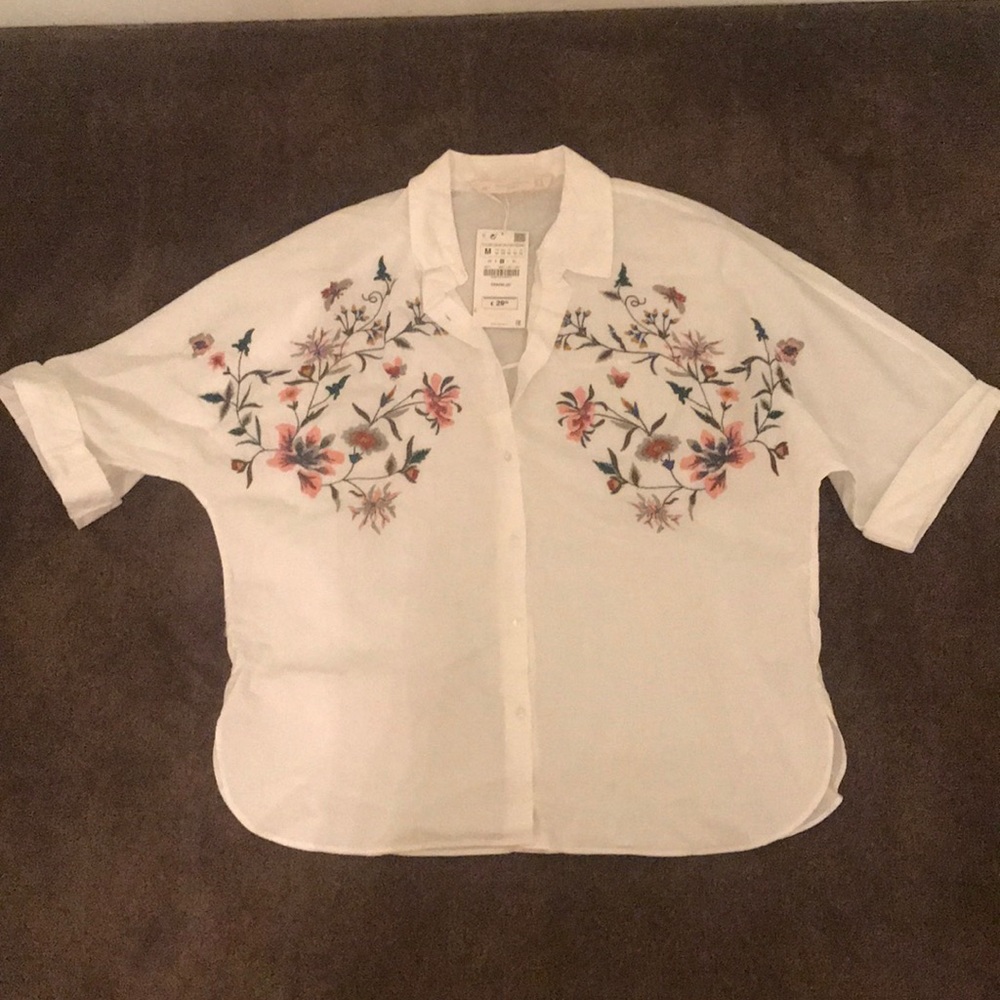 Zara floral button up